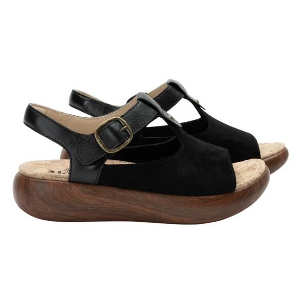 Algeria Womens Betsie Stretch Sandals EU 42 US 11.5-12 Black Leather NWOB - Picture 2 of 13